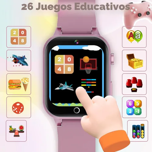 Miniatura 4 de Luyiilo Reloj inteligente para niños, reloj inteligente para niños, juguetes con 26 juegos de rompecabezas, pantalla táctil, cámara HD, reloj