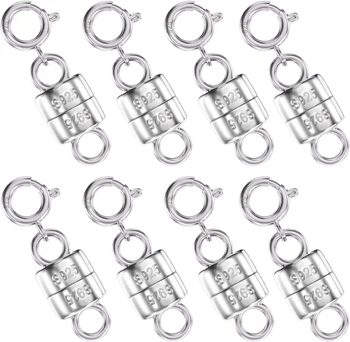 Miniatura 8 de OHINGLT cierres y broches magnéticos para collares de plata de ley 925, convertidor de cierre magnético de oro y plata para suministros de 4 piezas