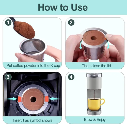 Miniatura 5 de RETHONE Tazas K Cup Cápsulas de Café Reutilizables Compatibles con Máquinas de Café Keurig 1.0 y 2.0, Tazas K Cup Reutilizables de Acero Inoxidable