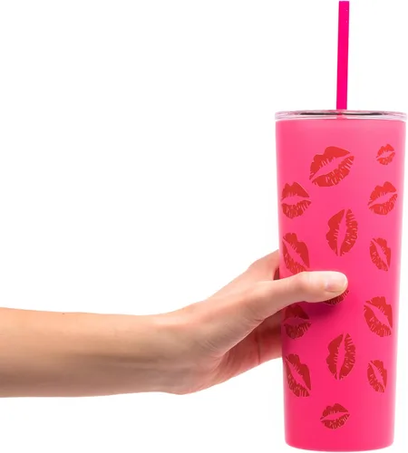 Miniatura 9 de Vaso con aislamiento al vacío de Dragon Glassware x Mean Girls con tapa y pajita - Vaso de 24 onzas con 2 pajitas - Vaso de acero inoxidable