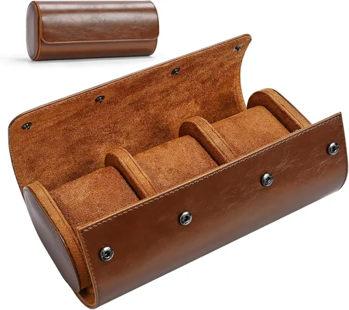 Rollo de almacenamiento de caja de reloj, organizador de caja de reloj para hombres, organizador de cuero vintage para joyas de relojes, uso