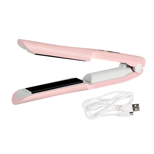 Mini alisador de pelo inalámbrico portátil de viaje, rizador plano 2 en 1, de cerámica, recargable por USB, plancha plana inalámbrica, de