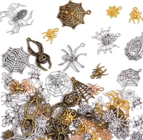 Miniatura 17 de stino - 100 g de dijes colgantes de metal para hacer joyas, lote de dijes bañados en plata y oro para pulseras, collares y manualidades, dijes