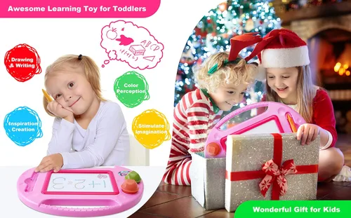 Miniatura 7 de Juguetes para niñas de 1 a 2 años, tablero de dibujo magnético, juguetes para niñas de 2 a 3 años, tablero de garabatos borrable para niños, juguete