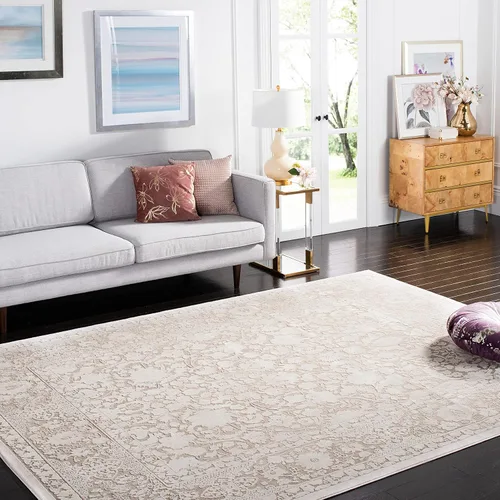 Miniatura 9 de SAFAVIEH Alfombra 8x10 - Colección Reflection - Grande - Gris Claro y Crema, Sin Desprendimiento y Fácil Limpieza, Ideal para Sala de Estar, Gris