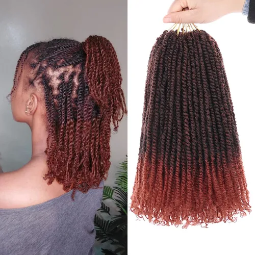 Miniatura 21 de COOKOO 9 paquetes de extensiones de cabello sintético de ganchillo pretrenzado de 6 pulgadas, trenzas mini de pasión preenlazadas, trenzas 1b#
