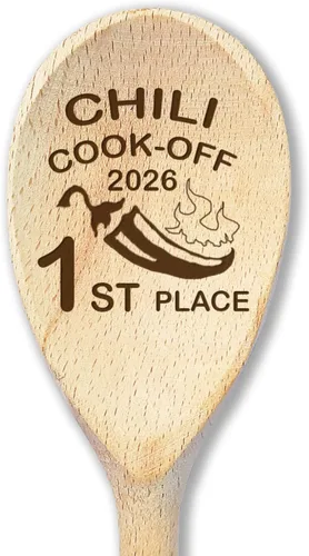 Chili Cook Off Spoon Premio Personalizado Trofeo de Chili de Madera Premio Campeón de Cocina 1er 2do 3er Lugar Mejor Postre Personalizado Nombre de