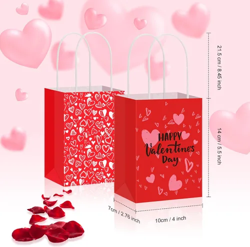 Miniatura 3 de Spakon 16 bolsas de regalo para el día de San Valentín, bolsas de regalo de papel de San Valentín con asas, bolsa para tarjetas, galentinas, regalo