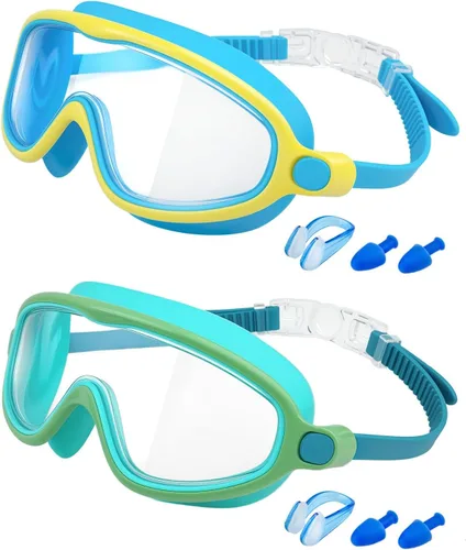 Miniatura 12 de Swim Goggles 2 Pack, Wide View Anti Fog&UV Swimming Goggles for Audlt, No Leaking Swim Glasses for Men Women Kids Aqua & Plata Brillante