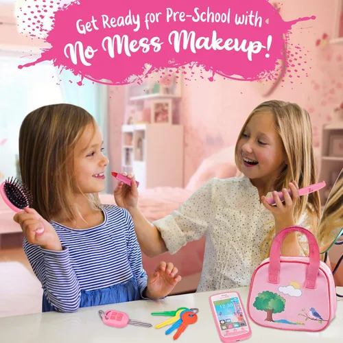 Miniatura 9 de Bolso de Juego para Niños Pequeños con Accesorios, Juguetes para Niñas con Maquillaje de Juguete, Llaves, Teléfono Inteligente, Bolso de Juguete