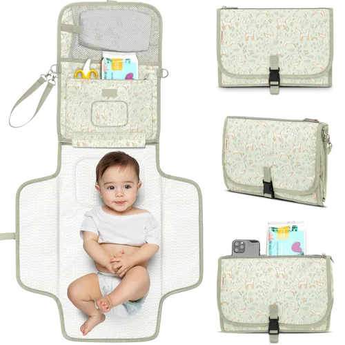 KeaBabies Cambiador de pañales portátil, para viajes, automóvil – Cambiador grande impermeable para bebé, lavable, acolchado, bolsa de viaje para