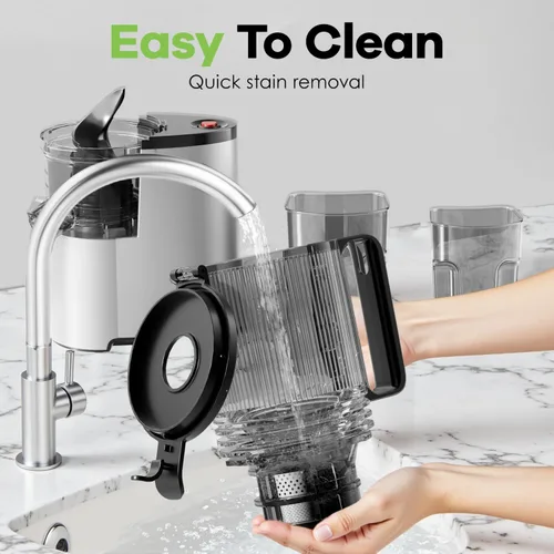 Miniatura 9 de EanOruus Exprimidor de prensa en frío, máquina extractor de jugo de canal de alimentación de 5.8 pulgadas de ancho con 400 W, alto rendimiento
