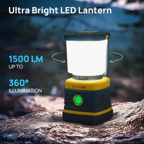 Miniatura 2 de Consciot C02 - Linterna LED para campamento, luces de campamento recargables USB-C, 1500 lm, 5 modos de luz, hasta 100 horas de tiempo