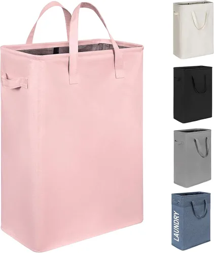 Miniatura 8 de Chrislley Cesta de Ropa Sucia Delgada de 25 Pulgadas 60L Cesta de Lavandería Estrecha con Asa Cesta Plegable para Ropa Sucia Portátil Organizador