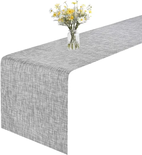 Miniatura 8 de GIVERARE Camino de mesa, 12 x 53 pulgadas, resistente al calor, de vinilo tejido, antideslizante, lavable, fácil de limpiar, cubierta de plástico