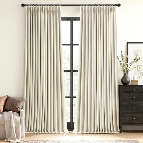 Miniatura 14 de MIULEE - Cortinas de lino beige con pliegues a presión 100% opacas para dormitorio, cortinas de ventana con memoria y bloqueo de luz para oscurecer