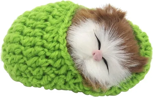 Miniatura 6 de 4 piezas de gato dormido en zapatilla de juguete, mini gatito en zapato con sonidos de maullidos decoración de mano juguete de regalo para niños
