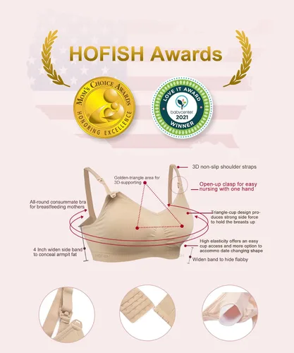 Miniatura 2 de Hofish - Paquete de 3 corpiños de maternidad de lactancia sin costuras de busto completo XXL con extensores y clips adicionales de corpiño