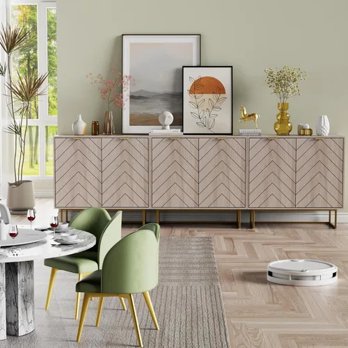 Miniatura 13 de Scurrty - Armario aparador de 80 cm en negro con almacenamiento, gabinete con puertas y estante ajustable para sala de estar y cocina