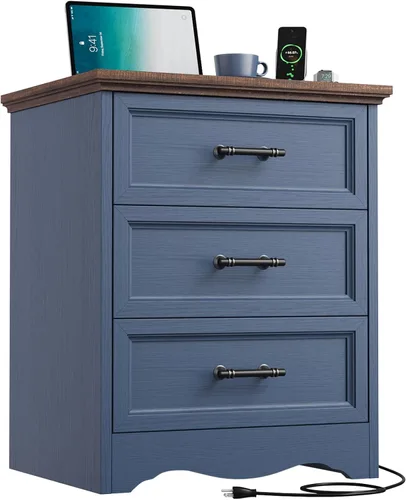 Miniatura 8 de YANSNWO Cómoda de Granja Negra para Dormitorio, Moderna Cómoda de 6 Cajones, Cómoda Alta de 44" con Manijas de Metal Cepillado, Organizadores