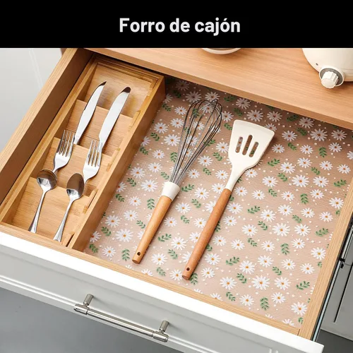 Miniatura 3 de Cooyes Revestimiento para estantes, para armarios de cocina, sin adhesivo, papel para estantes impermeable, con patrón moderno, duradero