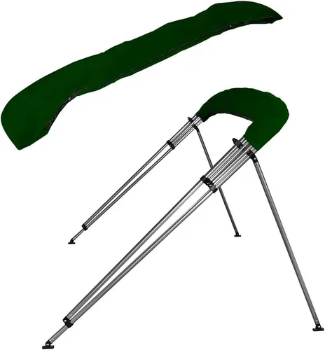 Miniatura 4 de MSC - Toldo superior de barco de 3 y 4 arcos, poliéster teñido en solución 600D, incluye 2 postes de soporte y 4 correas ajustables Verde bosque