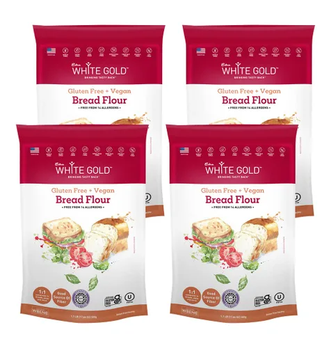 Mezcla de harina de pan de oro blanco extra libre de gluten – Para panes, pasteles con levadura, pizza, focaccia – [Kosher] [Sin gluten] [vegano]