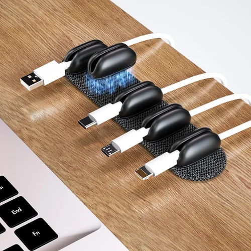 Miniatura 9 de Paquete de 6 soportes organizadores de cables Puretor – Fuerte adhesivo y gestión de cables de escritorio magnéticos, organiza sin esfuerzo cables