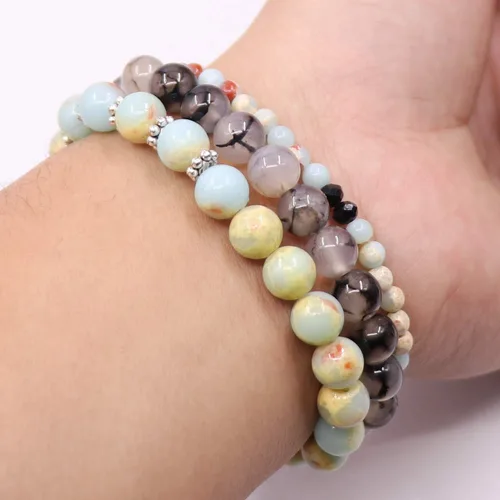 Miniatura 6 de UEUC - Pulseras Reiki, apilables, de piedras curativas, cristales, con dije del árbol de la vida, yoga y hoja de loto, contra la ansiedad