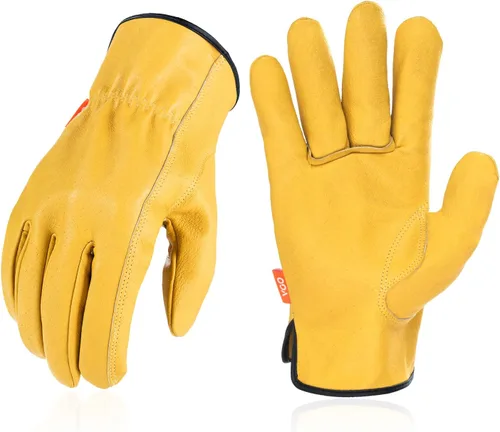 Miniatura 7 de Vgo... PA9501 - 1 par de guantes de trabajo de piel de cerdo para hombre, guantes de construcción (talla S, color cian claro, PA9501)
