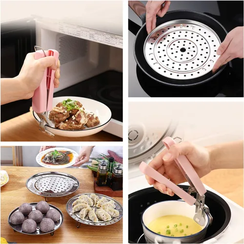 Miniatura 5 de Paquete de 5 estantes de vapor de acero inoxidable con patas desmontables para hornear cocinar, cocinar al vapor