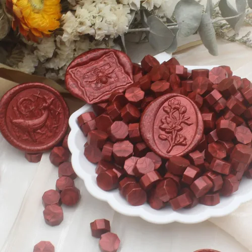 Miniatura 3 de 250 cuentas de sello de cera color burdeos, pellets de cera de sellado color rojo vino metálico premium para sellos de sellos, invitaciones de boda