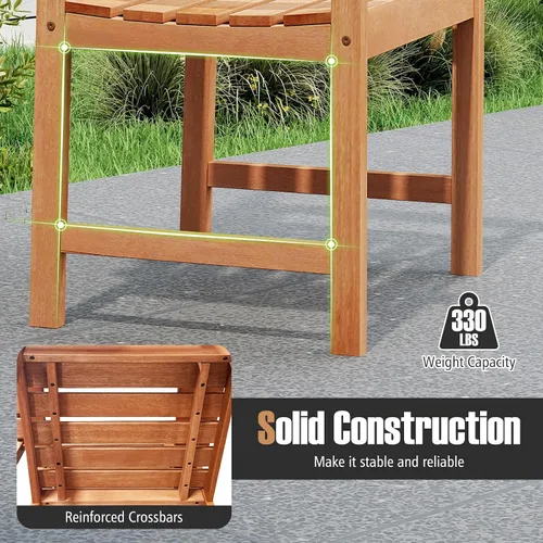Miniatura 7 de Tangkula Juego de 2 sillas de comedor de madera para patio, sillas de comedor de madera para exteriores con respaldo alto y asiento de listones