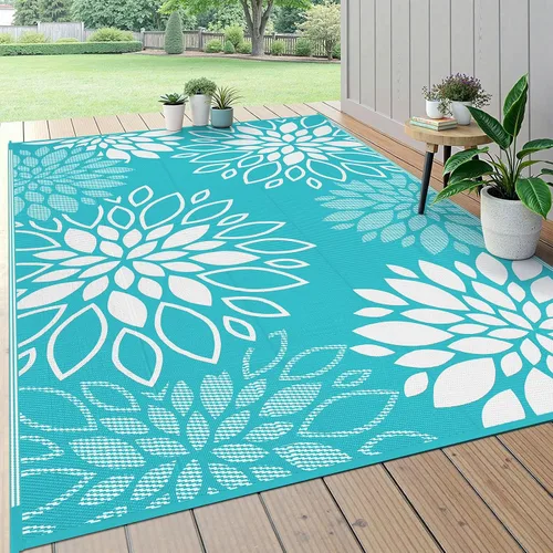 Miniatura 11 de HEBE Alfombra de Exterior Impermeable 6x9, Alfombra de Paja de Plástico Alfombra de Camping, Alfombras de Patio Exterior Reversibles Tapete para RV