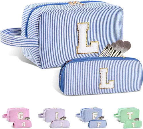 Miniatura 145 de Regalos personalizados para mujeres, bolsa de maquillaje con inicial, bolsa de maquillaje de viaje, bolsa de cosméticos, bolsa de artículos