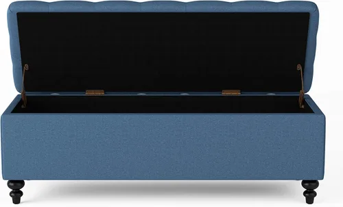 Miniatura 9 de HUIMO Otomana con almacenamiento, banco de tela tapizado azul de 51 pulgadas con diseño de extremo de cama con botones, capacidad de peso de 300