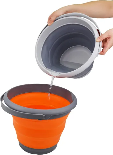 Miniatura 6 de SAMMART Cubo de plástico plegable de 8,5 L (2,2 galones) - Tina redonda plegable - Cubo de agua portátil para pesca - Maceta al aire libre que Gris
