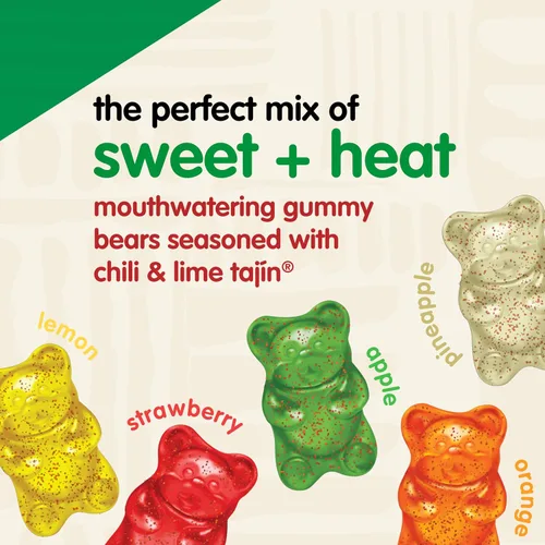 Miniatura 4 de Snak Club Tajin Osos Gomos de Gummy Bears, Gomitas de Fruta Surtidas con Condimento de Chile y Lima, Snacks Suaves, Sin Gluten y Veganos, Bolsas