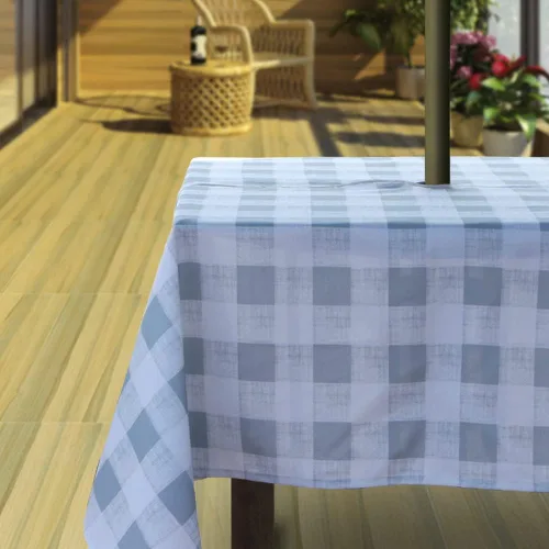 Miniatura 11 de Hipinger Vinyl Round Fitted Tablecloth with Zipper and Umbrella Hole, Outdoor Oil Waterproof Stain Resisteant PVC Table Cover 40-44 Inch, Black