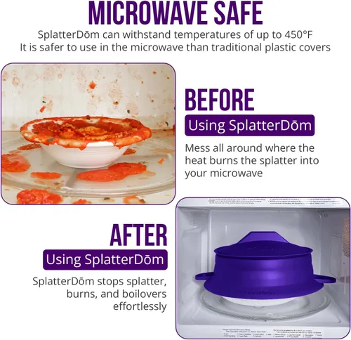 Miniatura 28 de L.I.Q - Protector de salpicaduras de silicona, se adapta a macetas de 8 y 10 pulgadas (20 y 9.8 in), apto para microondas y duradero, incluye tapa