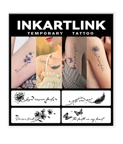Miniatura 8 de INKARTLINK 6 hojas de tatuajes temporales, tatuajes semipermanentes, tatuajes falsos, 1-2 semanas de tatuaje, para mujeres maduras y elegantes