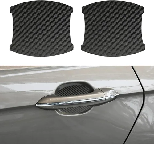 Miniatura 7 de kingsea 4 protectores de arañazos para manija de puerta de automóvil, textura magnética extraíble de fibra de carbono 3D, textura de fibra