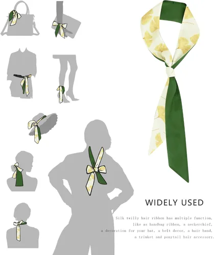 Miniatura 5 de Women's Designer Neckerchief Handbag Handle Ribbon Fashion Scarf Flower Printed Hair Tie
