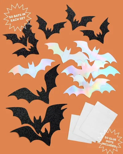 Miniatura 2 de xo, Fetti Decoración de pared de murciélago de Halloween – 50 piezas Decoración de temporada espeluznante, carteles de fiesta de casa embrujada