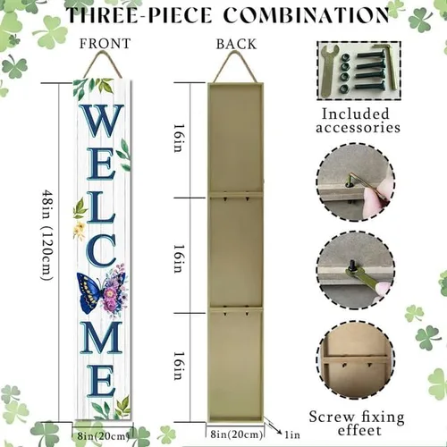 Miniatura 3 de Letrero de bienvenida con diseño de mariposa para porche y porche inclinado para puerta delantera, porche, terraza, patio o pared, para interiores