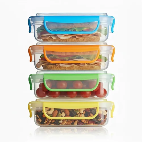 Miniatura 2 de Snap Fresh - Paquete de 4 recipientes para sándwich (15.2 fl oz) - Plástico reutilizable, sin BPA, tapas de cierre a presión y cierre y sello