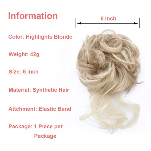 Miniatura 4 de KETHBE Extensión de Cabello para Moño Desordenado, con Banda Elástica, para Peinados Alborotado, Extensiones de Cabello Rizado para Mujeres