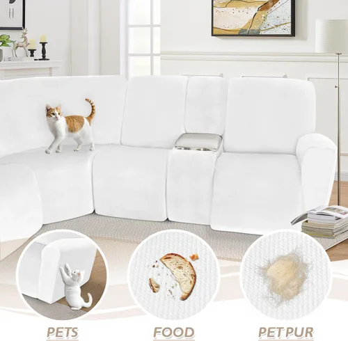 Miniatura 580 de Arfntevss Fundas de sofá seccional reclinable de terciopelo, Funda de sofá seccional de esquina para sofá reclinable, Funda elástica suave