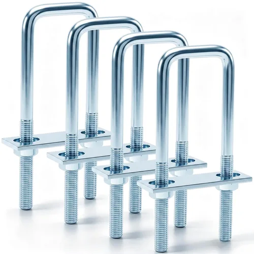 Miniatura 15 de Dunzy 6 pernos cuadrados en U chapados en zinc, perno en U de acero al carbono resistente, suministros industriales y científicos para tubo