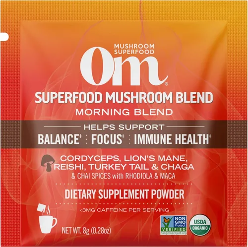 Miniatura 3 de OM MUSHROOM SUPERFOOD Morning Energy Blend - Mezcla de bebida de hongos sin café con Cordyceps, melena de león, rodiola y vitamina D2 - Energía